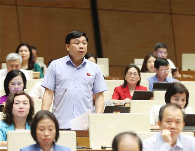 Đại biểu Quốc hội tỉnh Vĩnh Phúc Nguyễn Văn Mạnh đặt câu hỏi chất vấn. Ảnh: Phương Hoa - TTXVN