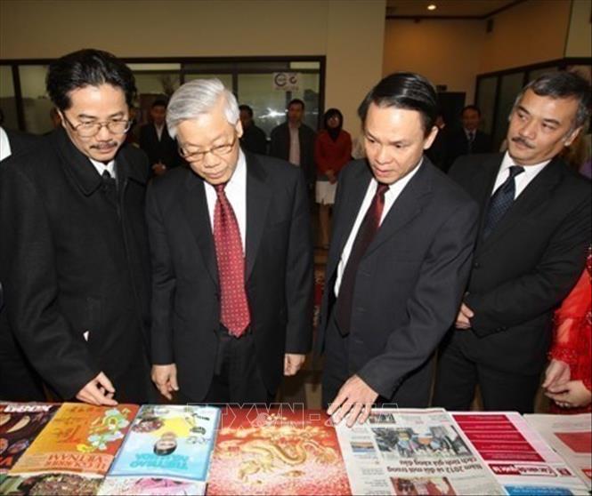 Tổng Bí thư Nguyễn Phú Trọng thăm Thông Tấn Xã Việt Nam, sáng 18/1/2012. Ảnh: Trí Dũng –TTXVN