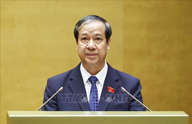 Bộ trưởng Bộ Giáo dục và Đào tạo Nguyễn Kim Sơn phát biểu. Ảnh: Doãn Tấn - TTXVN