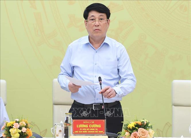 Chủ tịch nước Lương Cường phát biểu. Ảnh: Thống Nhất – TTXVN