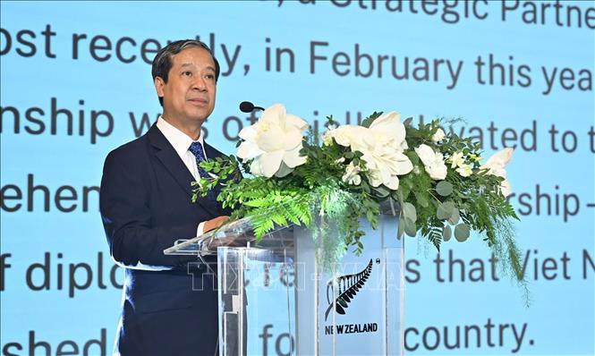 Minister of Education and Training Nguyen Kim Son speaks at the ceremony. VNA Photo: Việt Đức

