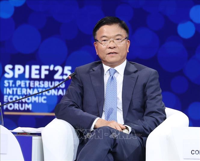 Phó Thủ tướng Chính phủ Lê Thành Long tham dự Phiên khai mạc SPIEF 28. Ảnh: Tâm Hằng - PV TTXVN tại LB Nga
