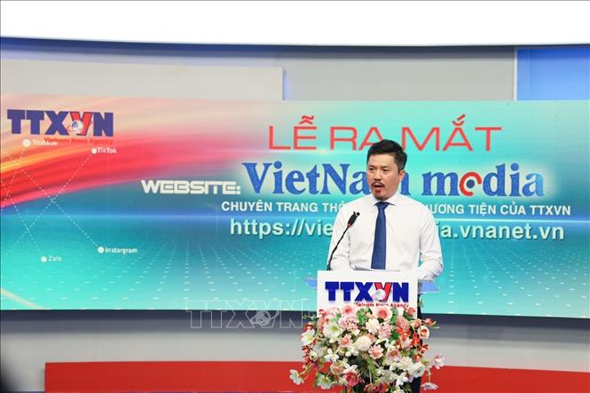 Giám đốc Trung tâm Nội dung số và Truyền thông Lê Xuân Thành phát biểu. Ảnh: Thanh Tùng - TTXVN 