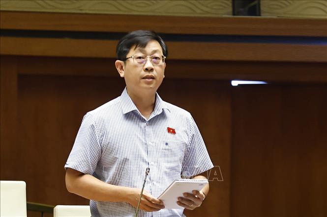 Đại biểu Quốc hội tỉnh Bình Thuận Nguyễn Hữu Thông đặt câu hỏi chất vấn. Ảnh: Doãn Tấn - TTXVN