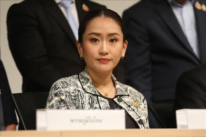 Thủ tướng Thái Lan Paetongtarn Shinawatra trong cuộc họp báo tại Bangkok. Ảnh: THX/TTXVN