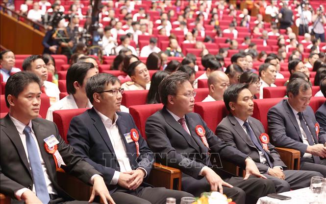 Các đồng chí lãnh đạo dự Lễ kỷ niệm Ảnh: Phương Hoa - TTXVN