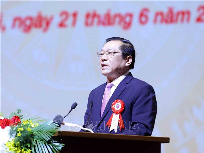 Đồng chí Lại Xuân Môn, Uỷ viên Trung ương Đảng, Phó Chủ tịch Thường trực Ban Tuyên giáo và Dân vận Trung ương phát biểu tại Lễ kỷ niệm. Ảnh: Phương Hoa - TTXVN