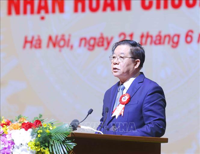 Đồng chí Nguyễn Trọng Nghĩa, Uỷ viên Bộ Chính trị, Bí thư Trung ương Đảng, Trưởng Ban Tuyên giáo và Dân vận Trung ương đọc diễn văn Lễ kỷ niệm. Ảnh: Phương Hoa – TTXVN