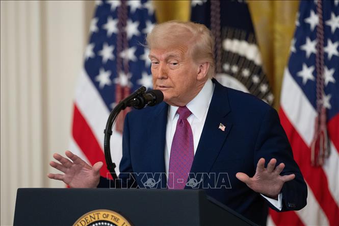 Tổng thống Mỹ Donald Trump phát biểu tại một sự kiện ở Nhà Trắng, ngày 12/6/2025. Ảnh: THX/TTXVN