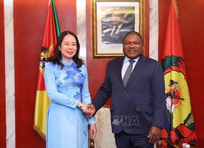 Phó Chủ tịch nước Võ Thị Ánh Xuân hội kiến Tổng thống Mozambique Filipe Nyusi trong chuyến thăm chính thức Cộng hoà Mozambique (12/9/2023). Ảnh: Lâm Khánh - TTXVN