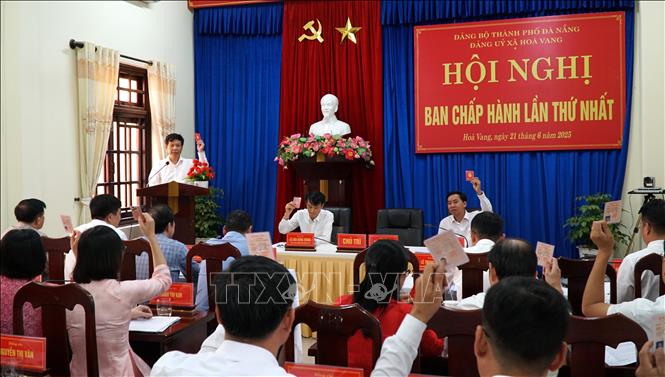 Quang cảnh Hội nghị Ban chấp hành Đảng bộ xã Hòa Vang lần thứ nhất. Ảnh: Quốc Dũng - TTXVN
