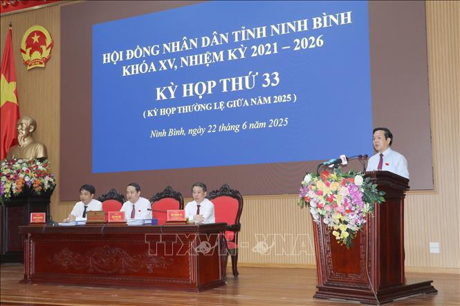 Quang cảnh kỳ họp thứ 33, HĐND tỉnh Ninh Bình khóa XV. Ảnh: Thùy Dung - TTXVN