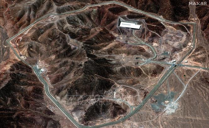 Hình ảnh do vệ tinh Maxar cung cấp về cơ sở hạt nhân Fordow ở miền Trung Iran, ngày 14/6/2025. Ảnh: Gulf News/TTXVN