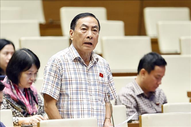 Đại biểu Quốc hội tỉnh Đồng Tháp Phạm Văn Hòa phát biểu. Ảnh: Doãn Tấn - TTXVN