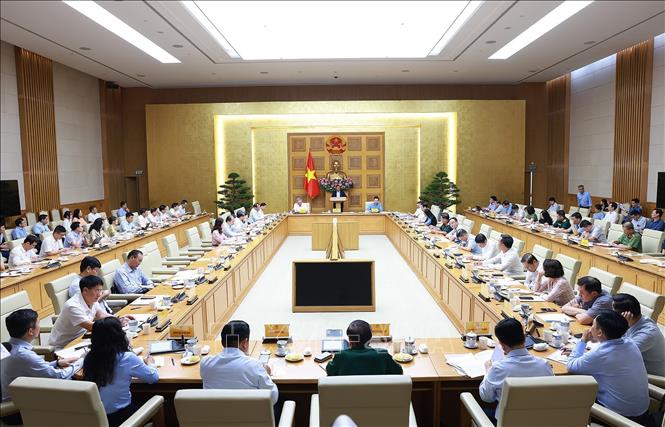 Thường trực Chính phủ họp về công tác triển khai thực hiện Triển lãm thành tựu kinh tế-xã hội nhân dịp kỷ niệm 80 năm Quốc khánh. Ảnh: Dương Giang-TTXVN