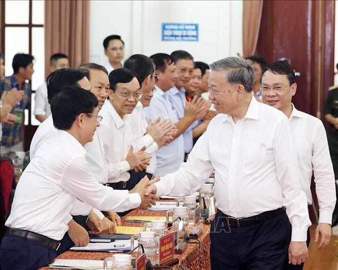 Tổng Bí thư Tô Lâm và các đại biểu. Ảnh: Thống Nhất - TTXVN