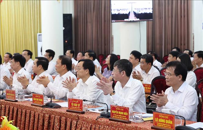 Các đại biểu tham dự buổi làm việc. Ảnh: Thống Nhất - TTXVN