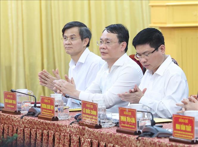 Các đại biểu tham dự buổi làm việc. Ảnh: Thống Nhất - TTXVN