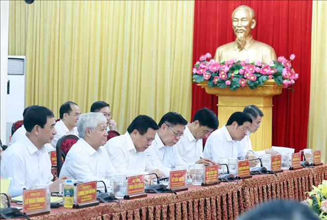 Các đại biểu tham dự buổi làm việc. Ảnh: Thống Nhất - TTXVN