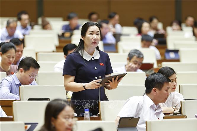 Đại biểu Quốc hội tỉnh Kon Tum Trần Thị Thu Phước phát biểu. Ảnh: Doãn Tấn - TTXVN
