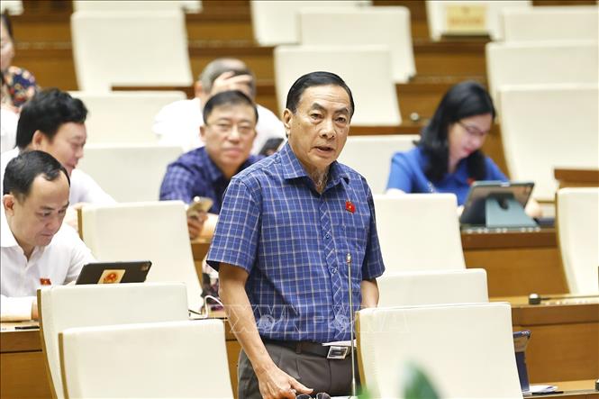 Đại biểu Quốc hội tỉnh Đồng Tháp Phạm Văn Hoà phát biểu. Ảnh: Doãn Tấn - TTXVN
