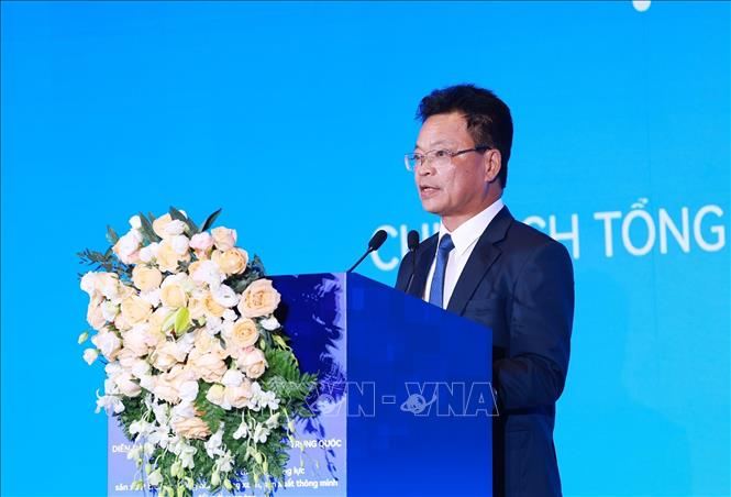 Chủ tịch Tổng Công ty Đường sắt Việt Nam Đặng Sỹ Mạnh phát biểu tại Diễn đàn kết nối doanh nghiệp Việt Nam - Trung Quốc. Ảnh: Dương Giang-TTXVN