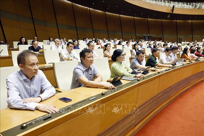 Đại biểu Quốc hội ấn nút thông qua các luật và nghị quyết. Ảnh: Doãn Tấn - TTXVN