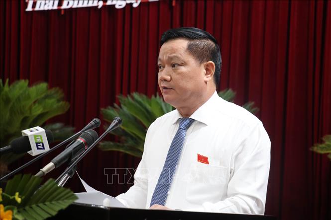 Ông Nguyễn Khắc Thận, Bí thư Tỉnh ủy Thái Bình phát biểu chỉ đạo tại Kỳ họp. Ảnh: Vũ Quang – TTXVN