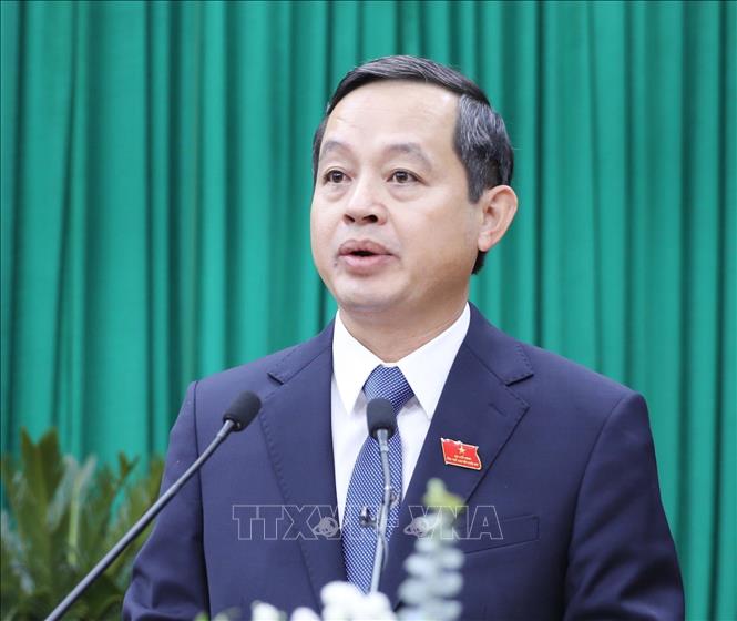 Ông Phạm Hoàng Sơn, Phó Bí thư Tỉnh ủy Thái Nguyên (mới) nhiệm kỳ 2020 - 2025 giữ chức vụ Chủ tịch Ủy ban nhân dân tỉnh Thái Nguyên (mới) nhiệm kỳ 2021 - 2026. Ảnh: Hoàng Nguyên - TTXVN