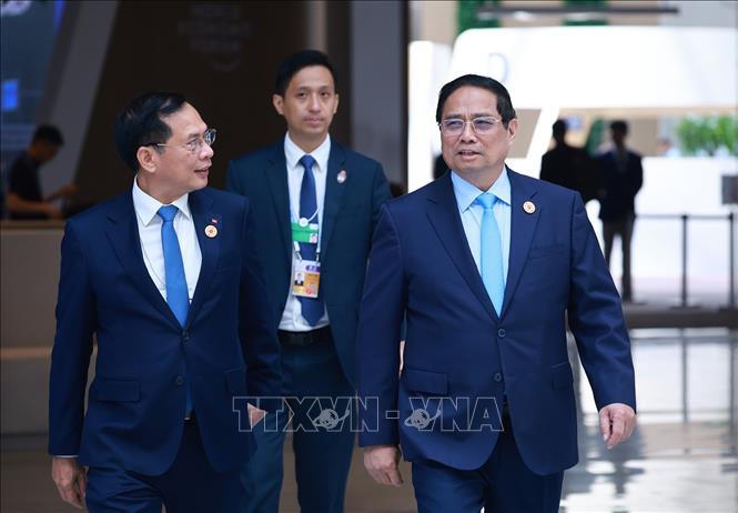 Thủ tướng Phạm Minh Chính đến dự Phiên khai mạc Hội nghị thường niên các nhà tiên phong lần thứ 16 của Diễn đàn Kinh tế Thế giới (WEF 16 Thiên Tân 2025). Ảnh: Dương Giang-TTXVN
