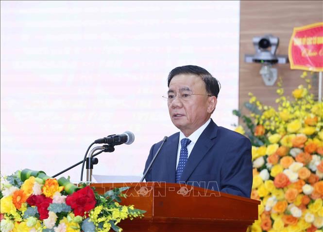 Đồng chí Trần Cẩm Tú, Uỷ viên Bộ Chính trị, Thường trực Ban Bí thư, Bí thư Đảng uỷ các cơ quan Đảng Trung ương phát biểu chỉ đạo Đại hội. Ảnh: Phương Hoa - TTXVN 