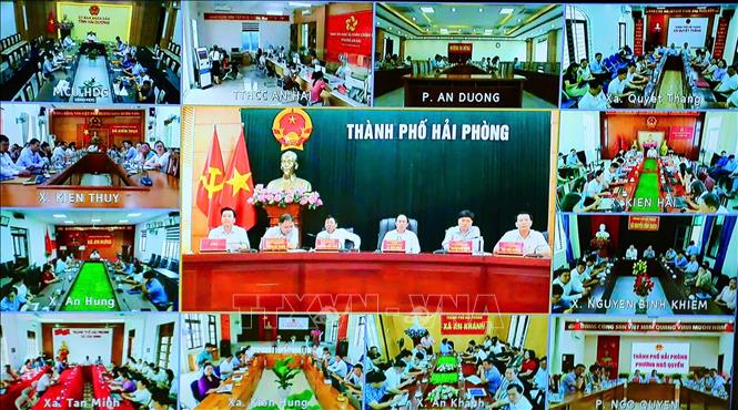 Toàn cảnh buổi vận hành thử nghiệm lần 2 mô hình chính quyền địa phương 2 cấp trên địa bàn thành phố Hải Phòng (mới) của thành phố Hải Phòng và tỉnh Hải Dương. Ảnh: Hoàng Ngọc – TTXVN 