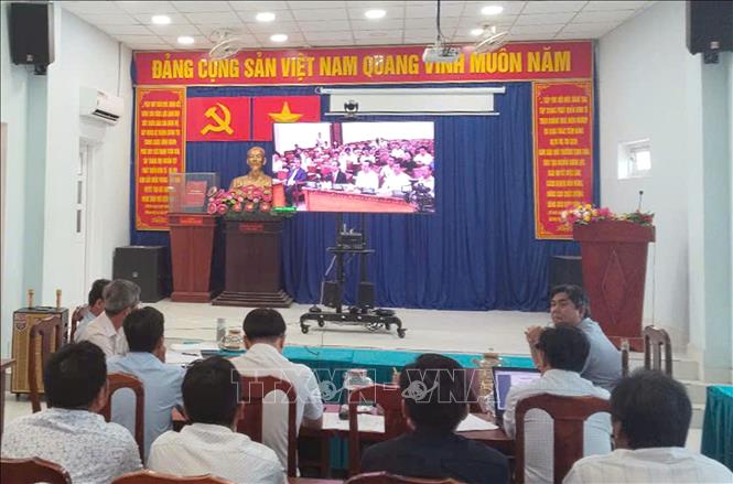 Vận hành thử nghiệm mô hình chính quyền địa phương 2 cấp ở xã đảo Thạnh An. Ảnh: Hữu Duyên - TTXVN
