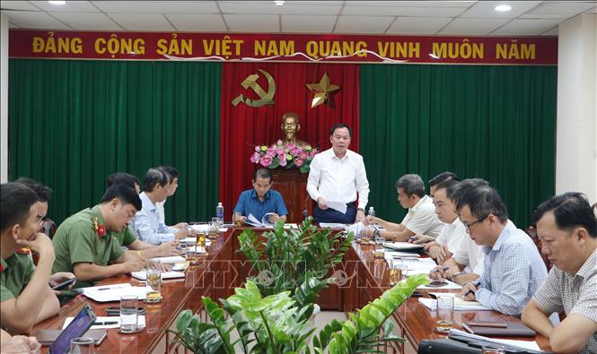 Ông Võ Tấn Đức, Chủ tịch UBND tỉnh Đồng Nai phát biểu tại buổi làm việc. Ảnh: Công Phong - TTXVN