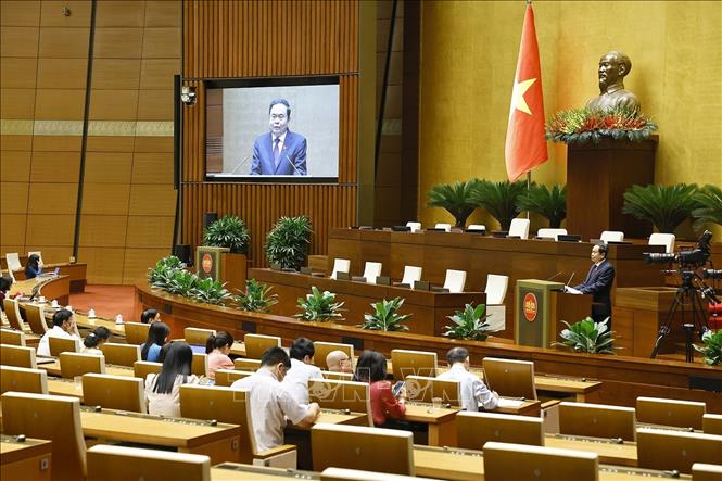 Chủ tịch Quốc hội Trần Thanh Mẫn phát biểu. Ảnh: Doãn Tấn - TTXVN