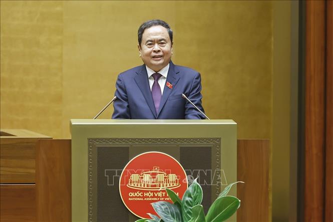 Chủ tịch Quốc hội Trần Thanh Mẫn phát biểu. Ảnh: Doãn Tấn - TTXVN