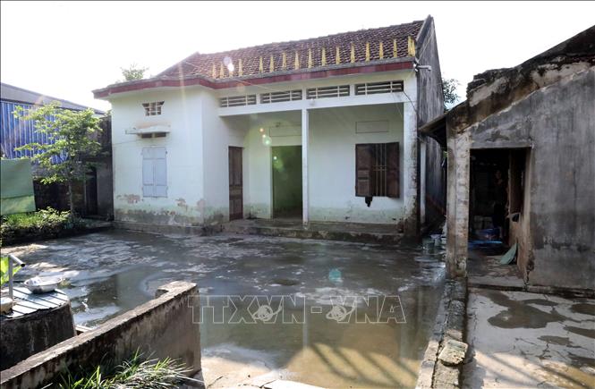 Ngôi nhà của gia đình bà Đàm Thị Xây, thôn Nhị Liên, xã Minh Tiến, huyện Hữu Lũng, tỉnh Lạng Sơn sau hơn 2 ngày bị ngập, hiện nước đã rút. Ảnh: Văn Đạt - TTXVN