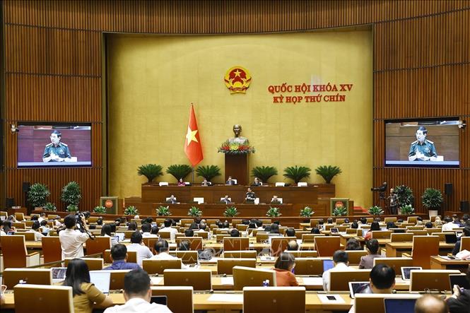 Đại tướng Phan Văn Giang, Bộ trưởng Bộ Quốc phòng phát biểu giải trình, làm rõ một số vấn đề đại biểu Quốc hội nêu. Ảnh: Doãn Tấn - TTXVN