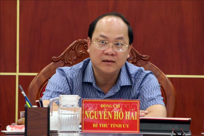 Ông Nguyễn Hồ Hải, Bí thư Tỉnh ủy Cà Mau phát biểu. Ảnh: Kim Há - TTXVN