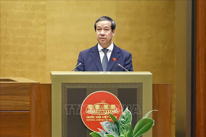 Bộ trưởng Bộ Giáo dục và Đào tạo Nguyễn Kim Sơn phát biểu. Ảnh: Doãn Tấn - TTXVN