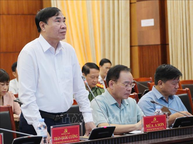 Đồng chí Trần Quốc Cường, Bí thư Tỉnh ủy tỉnh Điện Biên khẳng định: Những cán bộ được lựa chọn tham gia trong bộ máy mới phải có tâm huyết, trình độ đáp ứng vị trí công tác, thái độ phục vụ tốt người dân, nếu không đáp ứng được vị trí làm việc thì tỉnh sẵn sàng thay người khác. Ảnh: Trung Kiên - TTXVN