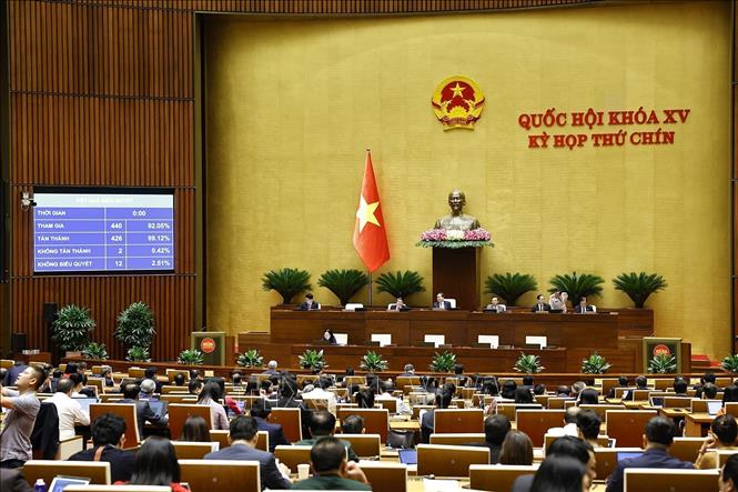 Quốc hội thông qua Luật Đường sắt (sửa đổi). . Ảnh: Doãn Tấn - TTXVN