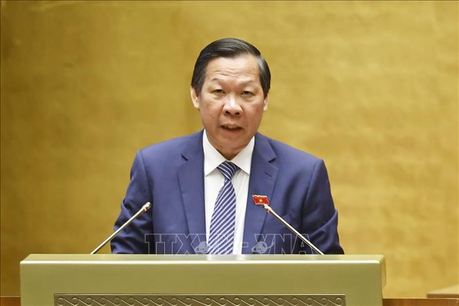 Chủ nhiệm Ủy ban Kinh tế và Tài chính của Quốc hội Phan Văn Mãi phát biểu. Ảnh: Doãn Tấn - TTXVN