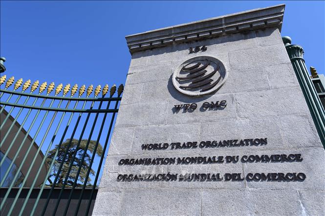Biểu tượng của tổ chức WTO tại Geneva, Thụy Sĩ. Ảnh: THX/TTXVN
