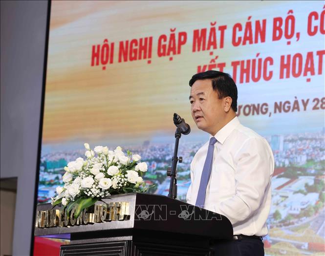 Đồng chí Nguyễn Văn Kiên, Chủ tịch Uỷ ban nhân dân thành phố Hải Dương phát biểu tại hội nghị. Ảnh: Phương Hoa – TTXVN