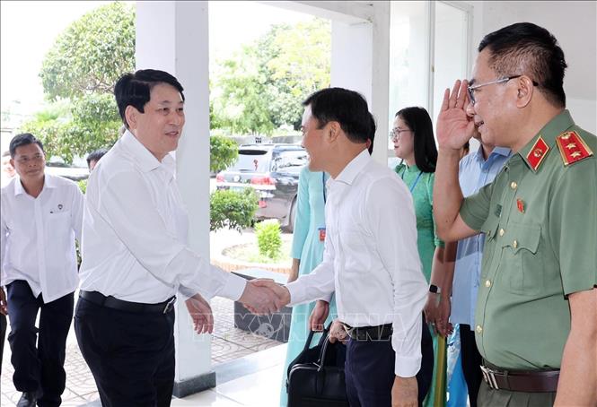 Chủ tịch nước Lương Cường dự Hội nghị tiếp xúc cử tri tại Thành phố Hồ Chí Minh. Ảnh: Lâm Khánh – TTXVN