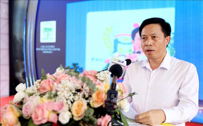 Phó Chủ tịch UBND tỉnh Thái Bình Lại Văn Hoàn phát biểu tại buổi lễ khởi công Dự án xây dựng sân golf Cồn Vành và Bến cảng hàng lỏng Ba Lạt tại huyện Tiền Hải. Ảnh: Thế Duyệt – TTXVN