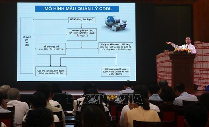 Đại biểu trình bày tham luận tại hội thảo. Ảnh: Lê Huy Hải - TTXVN