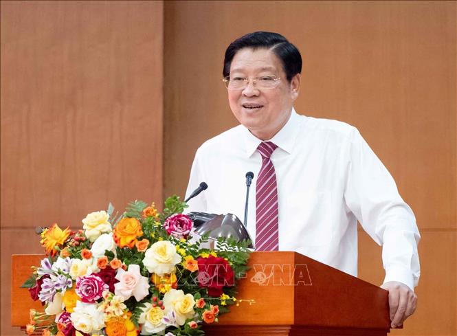 Đồng chí Phan Đình Trạc, Uỷ viên Bộ Chính trị, Bí thư Trung ương Đảng, Trưởng Ban Nội chính Trung ương phát biểu chỉ đạo Hội nghị. Ảnh: Phương Hoa - TTXVN
