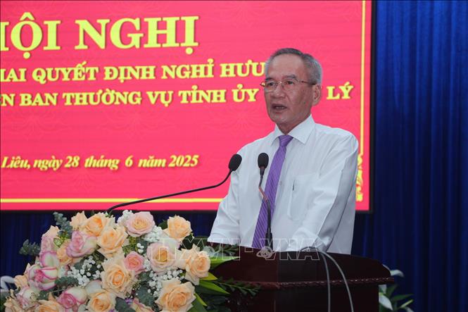 Bí thư Tỉnh ủy Bạc Liêu Lữ Văn Hùng phát biểu tại hội nghị. Ảnh: Chanh Đa-TTXVN